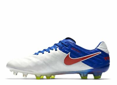 Nike Tiempo Legend VI FG ACC Women Soccer Shoes, White/Blue