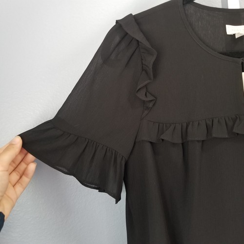 Vestido corto con volantes J.Crew Point Sur negro arrugado gasa talla 0 L0114 - Imagen 3 de 12