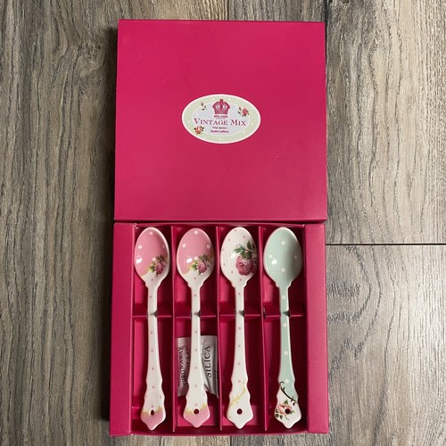Royal Albert New Country Roses verschiedene Vintage Keramik Löffel 4er Set verpackt - Bild 5 von 8