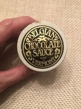 Vintage Belgian Chocolate Sauce Made in Vermont Jar Advertising