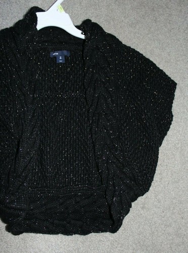 Gap Kids Sz M (8) Knit Bolero Open Cardigan Black Metallic Cotton Blend  - Picture 12 of 12