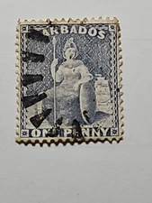 BARBADOS stamps - 1870's_ Brittania _One Penny Used