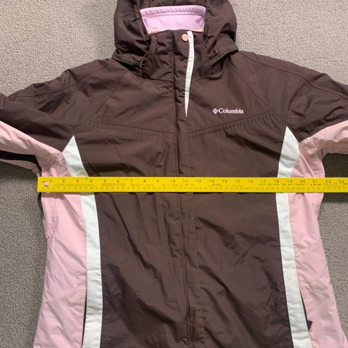 Columbia Jacket Women's Large Pink Brown Interchange Removable Hood Omni Tech - Picture 12 of 24