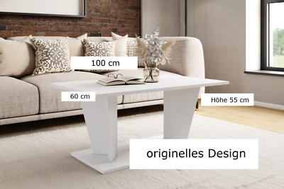 Couchtisch Beistelltisch Weiß Schwarz Eiche Matt 100x60 Sofatisch Kaffeetisch