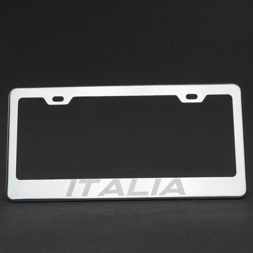 One Italia Laser Engraved Stainless Steel License Plate Frame Chrome Screw Cap - Picture 2 of 12