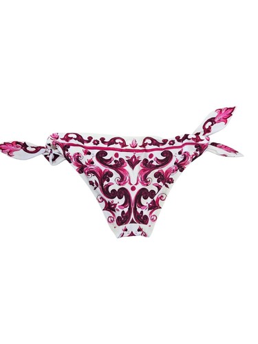Dolce & Gabbana White/Pink Majolica Padded Triangle Bikini - Picture 5 of 6