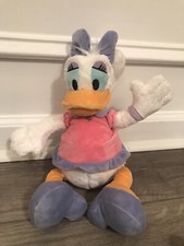 Daisy Duck Plush Disney Store Toy Doll 14" Tall Stuffed Animal Pink and Purple