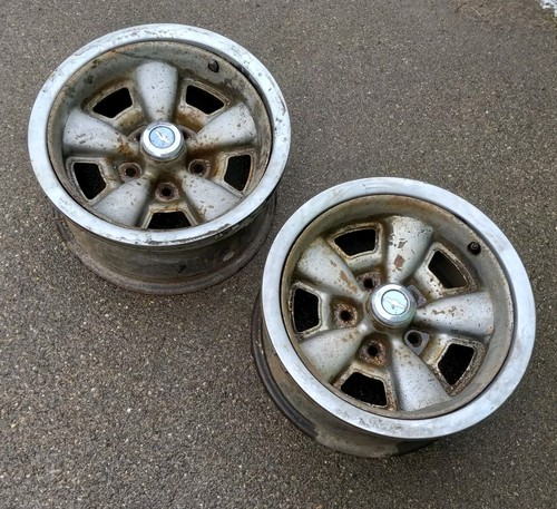 1971-1972 Chevy Chevelle 5 Spoke 15 X 7 JJ Steel Wheels Trim Rings Center Caps
