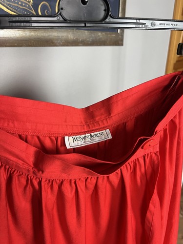 RARE! YSL Saint Laurent Variation VTG Red Long Wrap Skirt Size ~29 (29" waist) - Picture 7 of 11