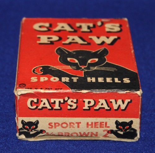 Vintage CAT’S PAW Rubber Sports Heels 5/8 Brown Size 2 in Original Box - Picture 5 of 8
