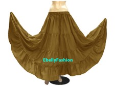 Camel Cotton 4 Tiered 6 Yard Skirt Maxi Belly Dance Gypsy Flamenco Tribal Jupe