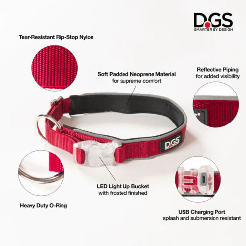 Dog Gone Smart Comet LED Pet Reflective Safety Collar Red Large - Picture 4 of 6