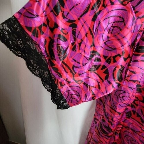 Serenada 1X 18/20 Robe Long Silky Satin Pink purple muumuu gown Kimono EUC - Picture 3 of 7