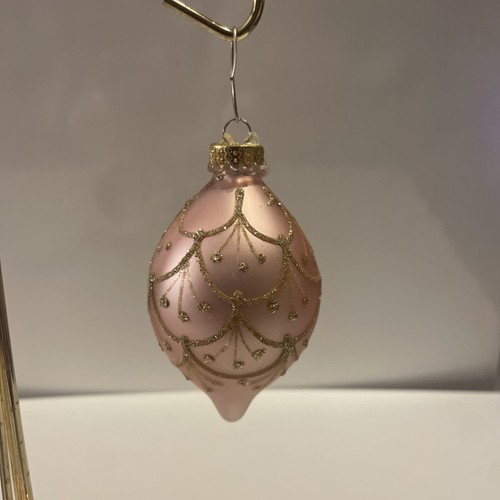 Teardrop Glass Teardrop Pink & Glitter ornaments Christmas 3” Gorgeous - Picture 2 of 8