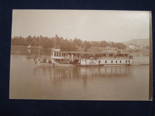 "Chonsu," Luxury River Steam Boat, Nile, Egypt, c. 1910, Sepia, Nice! - Picture 1 of 3