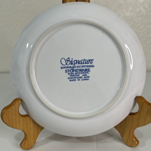 Blue Silouette Flowers by Signature Housewares Salad Plate 7 1/2" Vintage Japan - Picture 3 of 11