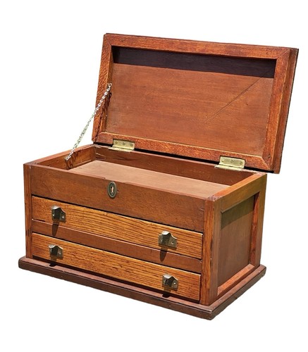 Antique Oak & Mahogany File Cabinet - Legal & Letter Size - Picture 14 of 15