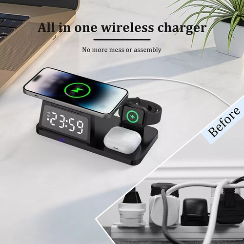 4 in1 Fast Wireless Charger Station Dock For Apple Watch iPhone 15 14 13 Pro Max - Picture 6 of 10