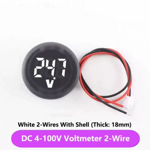 Voltmetro Auto DC 4-100V LED 3-Display Digitale Rotondo Due Fili Tensione Misuratore - Foto 14 di 17