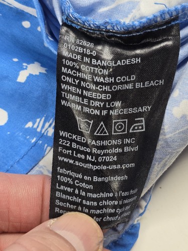 Vintage Y2K SouthPole Herren klein blau Hawaii Stil Hemd Knopfleiste Palmen - Bild 9 von 10