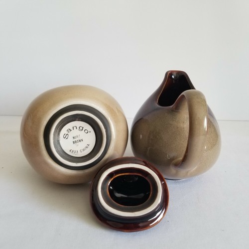 Sango Nova Brown 4933 Creamer and Covered Sugar Set - Picture 9 of 9
