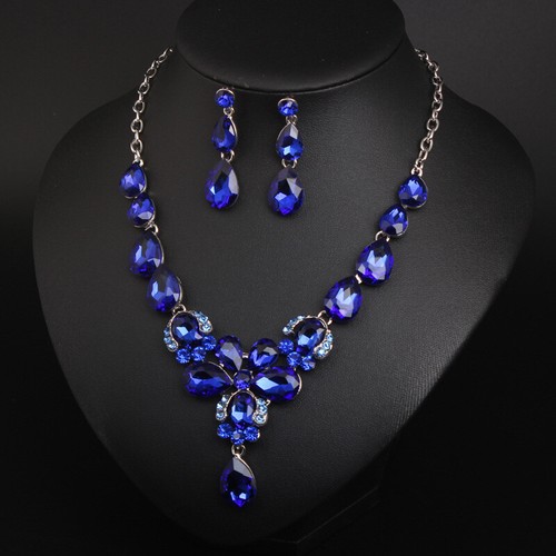 Women Evening Luxury Rhinestone Necklace Earring Jewelry Party Accessory Gifts - Picture 65 of 83