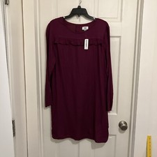 Old Navy dress large purple long sleeve front ruffle with tags Prairie