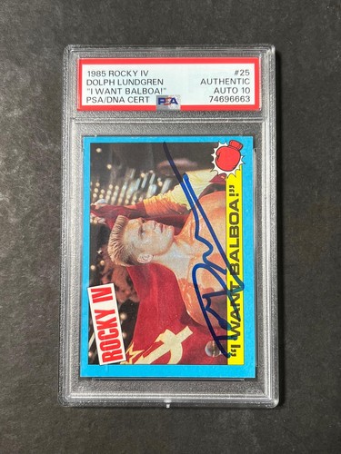 1985 Topps Rocky IV #25 Signed Card Dolph Lundgren PSA/DNA Auto 10 Ivan Drago "I - Picture 1 of 2