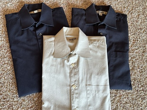 Lot Of 3 Bachrach Long Sleeve Dress Shirt Size 15 34-35 Green Black