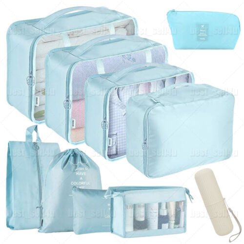 10Pcs Packing Cubes Luggage Storage Organiser Compression Travel Suitcase Bag UK - Picture 35 of 63