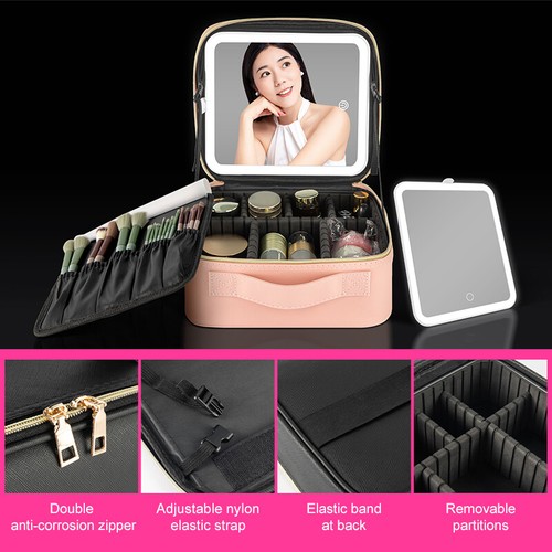 Makeup BAG with 3 Adjust LED Light Mirror Waterproof Portable Traval Cosmestic - Picture 9 of 12
