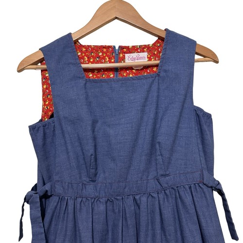 Vintage 70s Evelyn Pearson Maxi Pinafore Dress size Medium Prairie Quilted - Picture 3 of 9