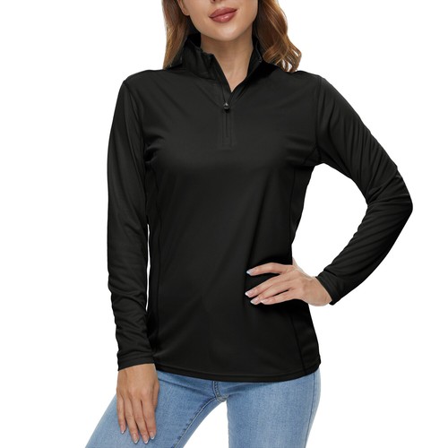 Camisas UV para mujer UPF50+ protección de la piel 1/4 cremallera manga larga aire libre informales Prendas para el torso - Imagen 146 de 199