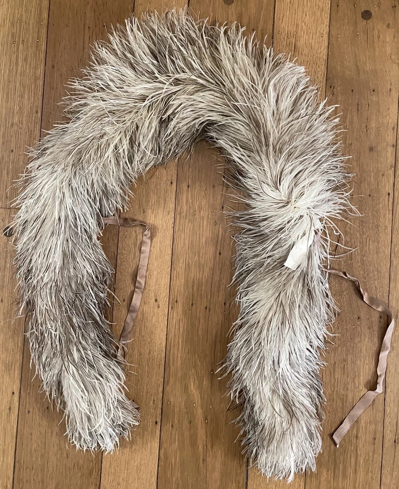 "Antigua bufanda boa cuello pluma de avestruz 55"" envoltura era eduardiana mujer francesa 1900" Foto 3 de 4