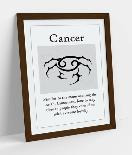 CANCER STAR SIGN ZODIAC ASTOLOGY QUOTE SLOGAN -FRAMED WALL ART PICTURE PRINT - Picture 10 of 10