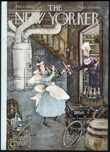 New Yorker magazine framing cover January 2 1960 Mary Petty New Year's Eve