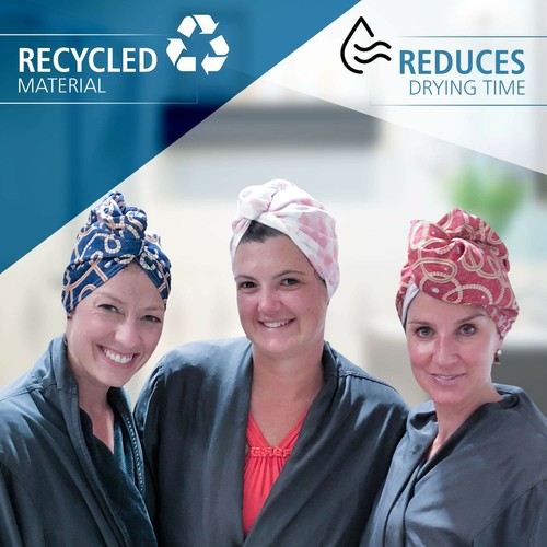 Hair Towel Hands-Free Stylish Turban Wrap Made from 100% Recycled Fibers for - Picture 6 of 6