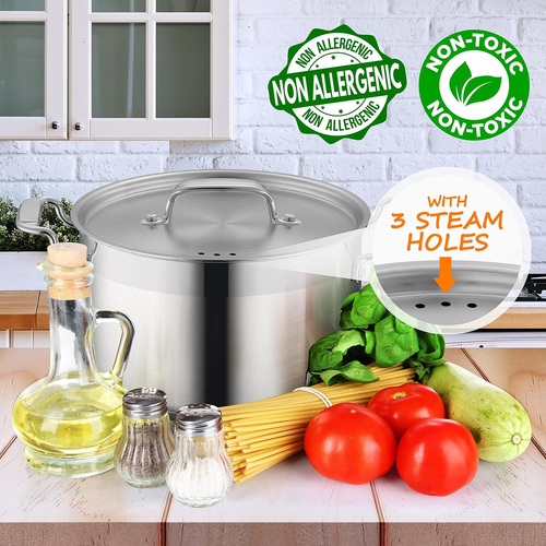 5-Quart Stainless Steel Stockpot with Lid- 18/8 Food Grade Heavy Duty Inox Large - Picture 6 of 8