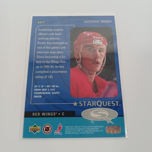 1997 Upper Deck Vyacheslav Kozlov #SQ13 Star Quest Collector's Choice - Picture 2 of 2