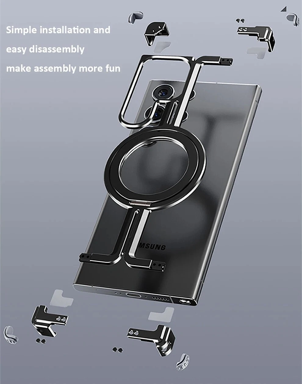 Magnetic Aluminum Metal Frameless Bumper Stand Case For Samsung S25 S24 Ultra + - 第 3 张/共 18 张