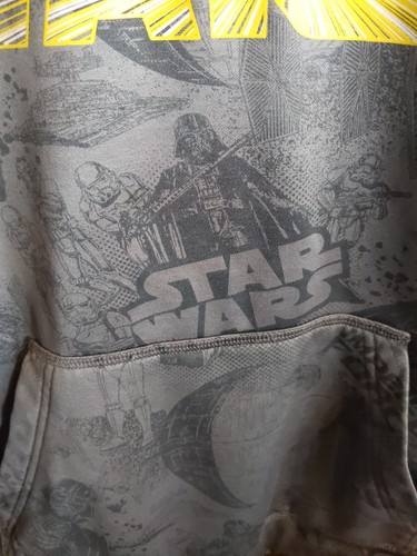 Star Wars Felpa con Cappuccio Ragazzo Taglia Grande Pullover Tasca Forza Imperiale Grigio Giallo - Foto 3 di 8