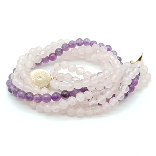 Ametista/Quarzo Rosa Con Argento Chiusura - (T9) - Foto 11 di 13