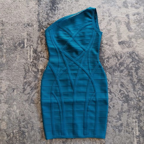 Dolce and Diva Bodycon Kleid Damen Gr. Small Blaugrün Bandage eine Schulter ärmellos - Bild 2 von 14
