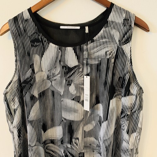 Blusa Top T Tahari Maisy Talla M Capas Floral Sin Mangas Ligera ¡Nueva con Etiquetas! Reg. $78 - Imagen 4 de 12