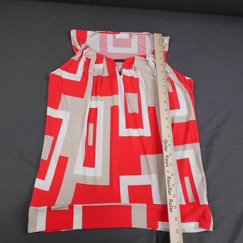 New York Co Womens Top XS Coral Tan Geometric Retro Capsule Corp Office Career - Picture 11 of 13