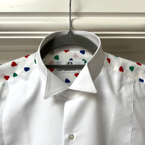 Camisa Esmoquin Frederick Theak Para Hombre Cuello 14.5 Blanca Vintage Algodón Diseño Corazón - Imagen 2 de 11