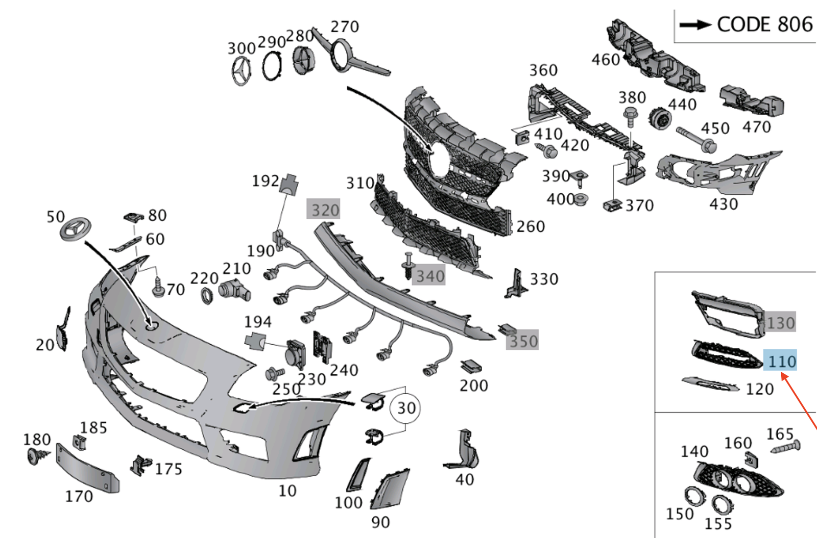 MB SLK R172 LED-Tagfahrlichtabdeckung vorne links A1728851723