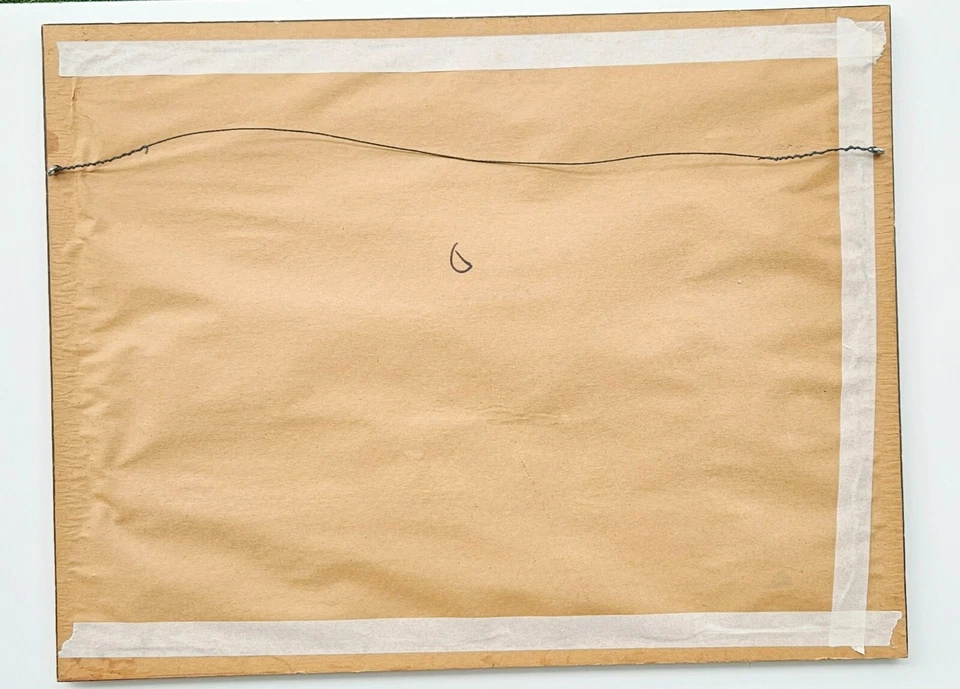 Antigua acuarela italiana pintura gouache bahía de Nápoles Ischia Foto 3 de 4