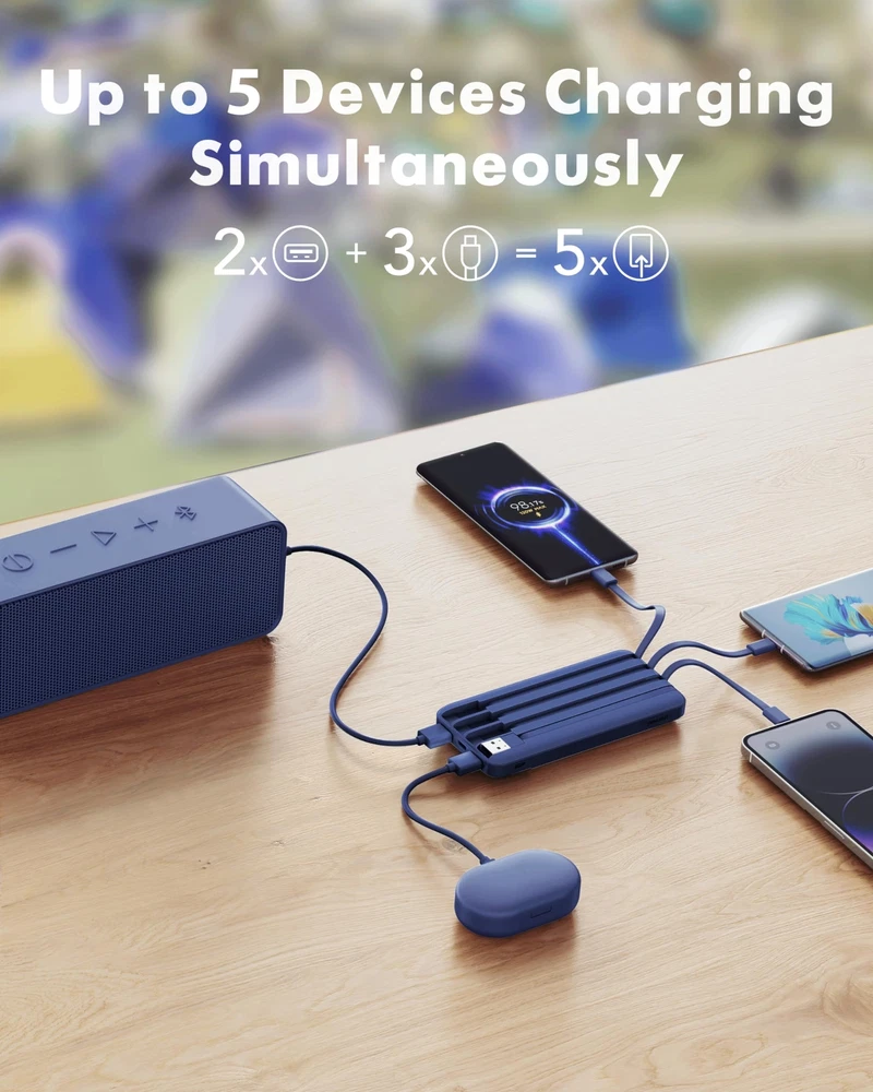 Power Bank 20000mah 20w Fast Charging Portable Charger With Builtin Cables Usb C