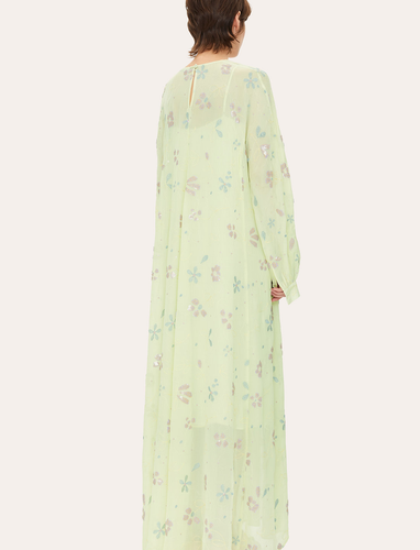 NEU MIT ETIKETT $ 730 STINE GOYA TAMMY BESTICKTES MAXIKLEID MIT BLUMEN GRÜN JADE GARTEN L/XL - Bild 6 von 12